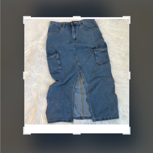 Sincerely Jules Retro Western Blue Denim Maxi Skirt Size 9 Juniors - Picture 1 of 6